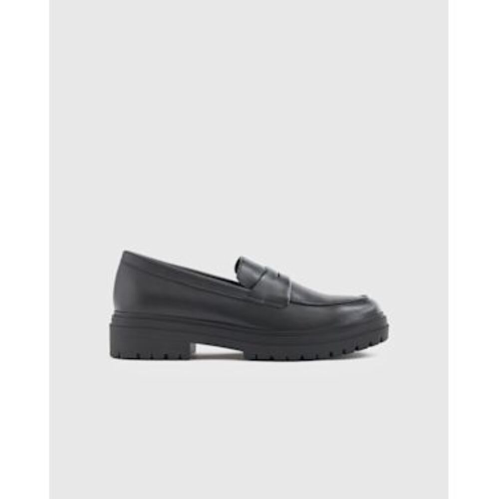 Quince Italian Leather Lug Sole Loafer Black Shoes 8.5